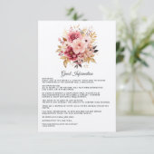 Roze en gouden bloemige details voor bruiloftsgast informatiekaartje (Staand voorkant)