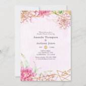 Roze en gouden bloemige geometrische couples babys kaart (Voorkant)