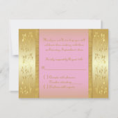 Roze en gouden bloemkaart voor RSVP Kaart (Achterkant)