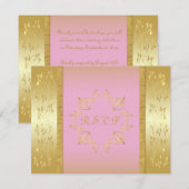 Roze en gouden bloemkaart voor RSVP Kaart (Voorkant / Achterkant)