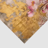 Roze en gouden bloemmotief tissuepapier (Detail)