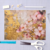 Roze en gouden bloemmotief tissuepapier (Craft)