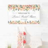 Roze en gouden bloemrijke elegante bruidsbeurtscha spandoek (Insitu)