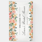 Roze en gouden bloemrijke elegante bruidsbeurtscha spandoek (Verticaal)