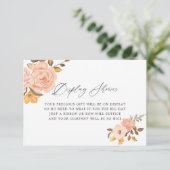 Roze en Gouden Bloemstuk Bruidsfeest Decoratie Informatiekaartje (Staand voorkant)