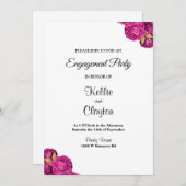 Roze en gouden bloemverlovingsfeest kaart (Voorkant / Achterkant)