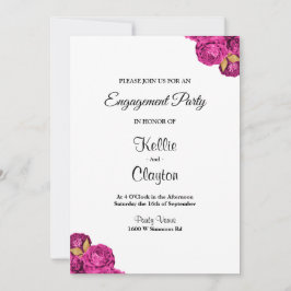 Roze en gouden bloemverlovingsfeest kaart