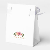 Roze en gouden blos waterverf bruidstaart bedankdoosjes (Achterkant)