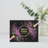 Roze en Gouden Blush Confetti Make-up Artiest Briefkaart (Staand voorkant)