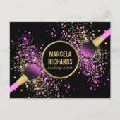 Roze en Gouden Blush Confetti Make-up Artiest Briefkaart (Voorkant)