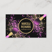 Roze en Gouden Blush Confetti Make-up Artiest Visitekaartje (Voorkant)