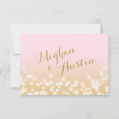 Roze en Gouden Bokeh Effect RSVP Kaartje (Achterkant)