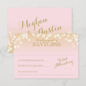 Roze en Gouden Bokeh Effect RSVP Kaartje (Voorkant / Achterkant)