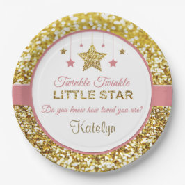 Roze en gouden borden: Twinkle Twinkle kleine ster Papieren Bordje