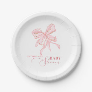 Roze en Gouden Bow Chic Girl Baby shower Papieren Bordje