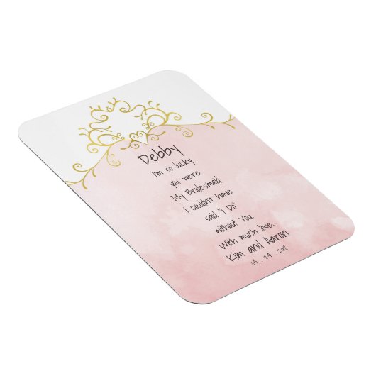 Roze en gouden bruidsmeisje bruiloft dank u magneet (Rechterzijde)