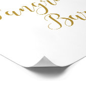 Roze en Gouden Bruiloft Borrel Bord Poster (Hoek)