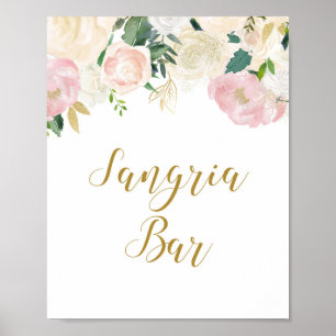 Roze en Gouden Bruiloft Borrel Bord Poster