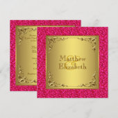 Roze en gouden bruiloft kaart (Voorkant / Achterkant)