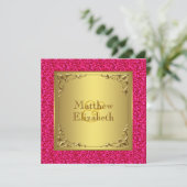 Roze en gouden bruiloft kaart (Staand voorkant)