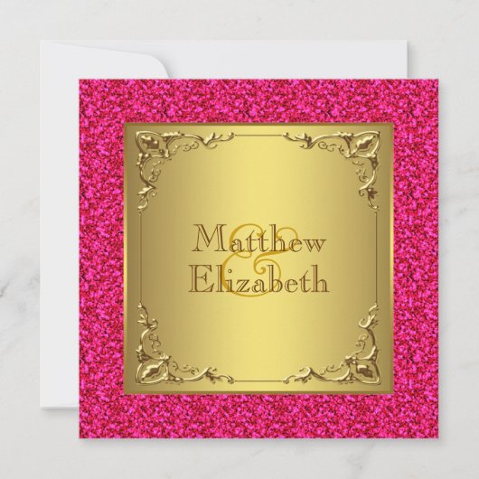 Roze en gouden bruiloft kaart (Voorkant)