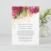 roze en gouden bruiloft - lijst met minder bezoek aankondiging (Staand voorkant)