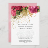 roze en gouden bruiloft - lijst met minder bezoek aankondiging (Voorkant / Achterkant)