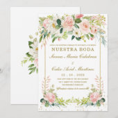 Roze en gouden bruiloft template kaart (Voorkant / Achterkant)