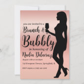 Roze en gouden brunch en bruisend vrijgezellenfees kaart (Voorkant)