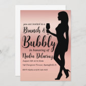 Roze en gouden brunch en bruisend vrijgezellenfees kaart (Voorkant / Achterkant)