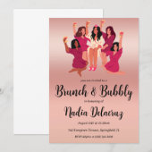 Roze en gouden brunch en bruisend vrijgezellenfees kaart (Voorkant / Achterkant)