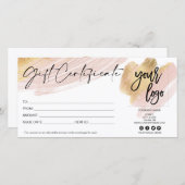 roze en gouden cadeaukaart logo toevoegen (Voorkant / Achterkant)