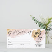 roze en gouden cadeaukaart logo toevoegen (Staand voorkant)