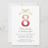 Roze en Gouden Cheetah Leopard Print 8e Verjaardag Kaart (Voorkant)