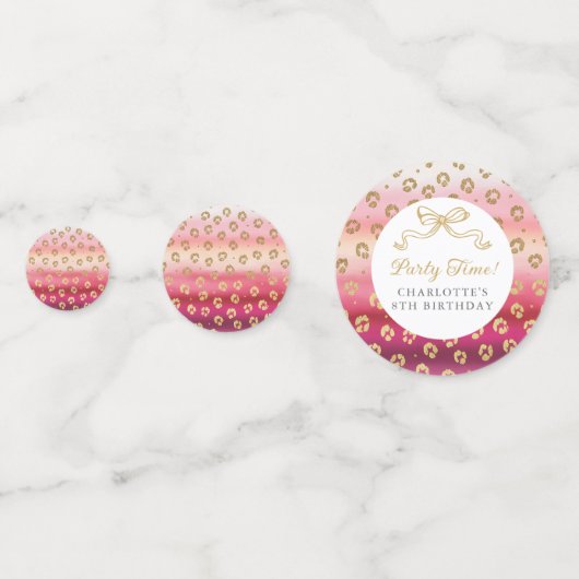Roze en Gouden Cheetah Leopard Verjaardagsfeest Confetti (Achterkanten)