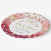 Roze en Gouden Cheetah Leopard Verjaardagsfeest Papieren Bordje (Gekanteld)