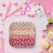 Roze en Gouden Cheetah Leopard Verjaardagsfeest Papieren Bordje (Feest)