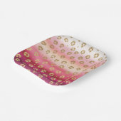 Roze en Gouden Cheetah Leopard Verjaardagsfeest Papieren Bordje (Gebogen)