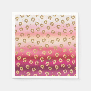 Roze en Gouden Cheetah Leopard Verjaardagsfeest Servet
