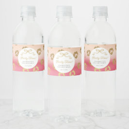 Roze en Gouden Cheetah Leopard Verjaardagsfeest Waterfles Etiket
