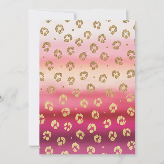 Roze en gouden cheetah luipaard print 12e verjaard kaart (Achterkant)