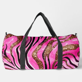 Roze en gouden cheetah print plunjezak