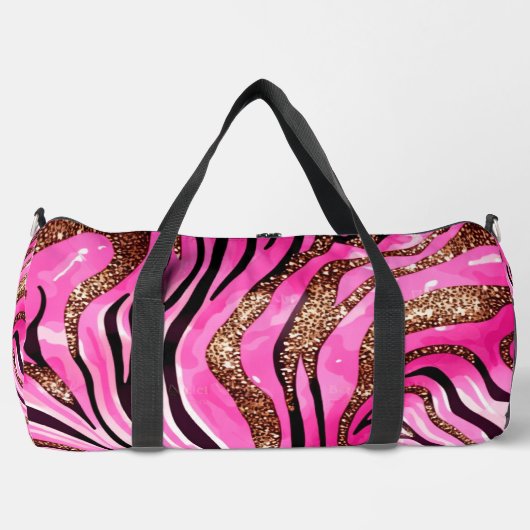 Roze en gouden cheetah print plunjezak (Voorkant)