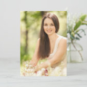 Roze en gouden Confetti Afstuderen aankondiging (Staand voorkant)