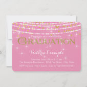 Roze en gouden Confetti Afstuderen aankondiging (Achterkant)