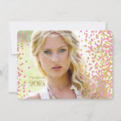 Roze en gouden Confetti Afstuderen aankondiging (Voorkant)