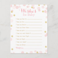 Roze en gouden Confetti Baby shower Wishes