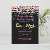 Roze en gouden confetti Bat Mitzvah Kaart (Staand voorkant)
