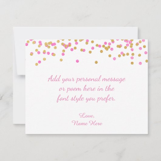 Roze en gouden Confetti bedankkaarten Bedankkaart (Achterkant)