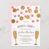 Roze en gouden Confetti Brunch en uitvindingen ond Kaart (Voorkant / Achterkant)